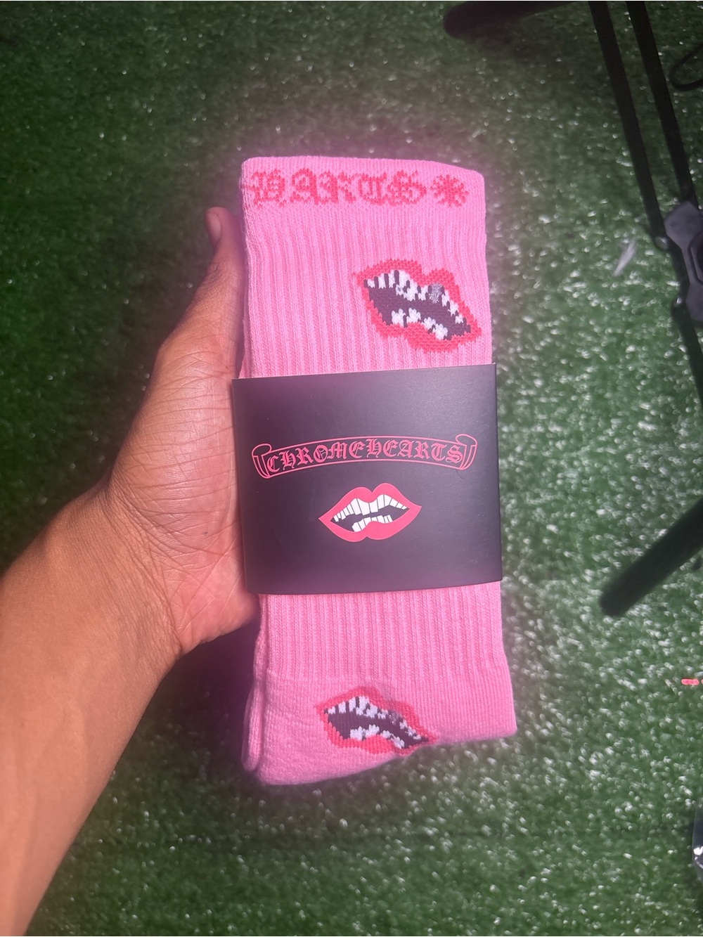 Chrome Hearts Pink Socks
